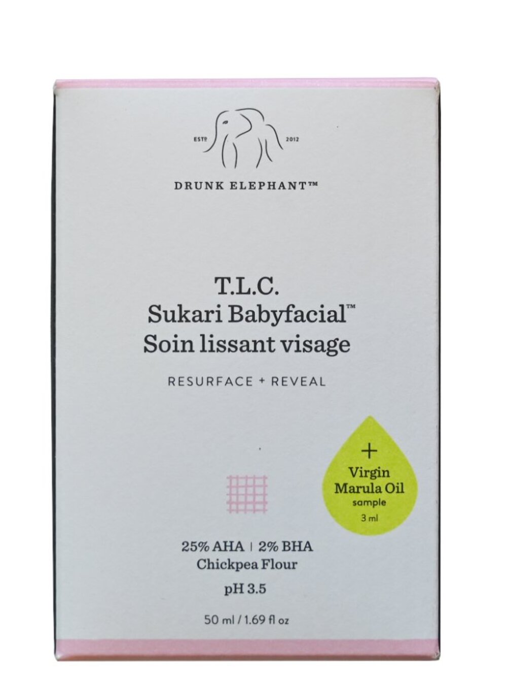 Drunk Elephant TLC Sukari Babyfacial AHA BHA Mask Full Size 50ml New